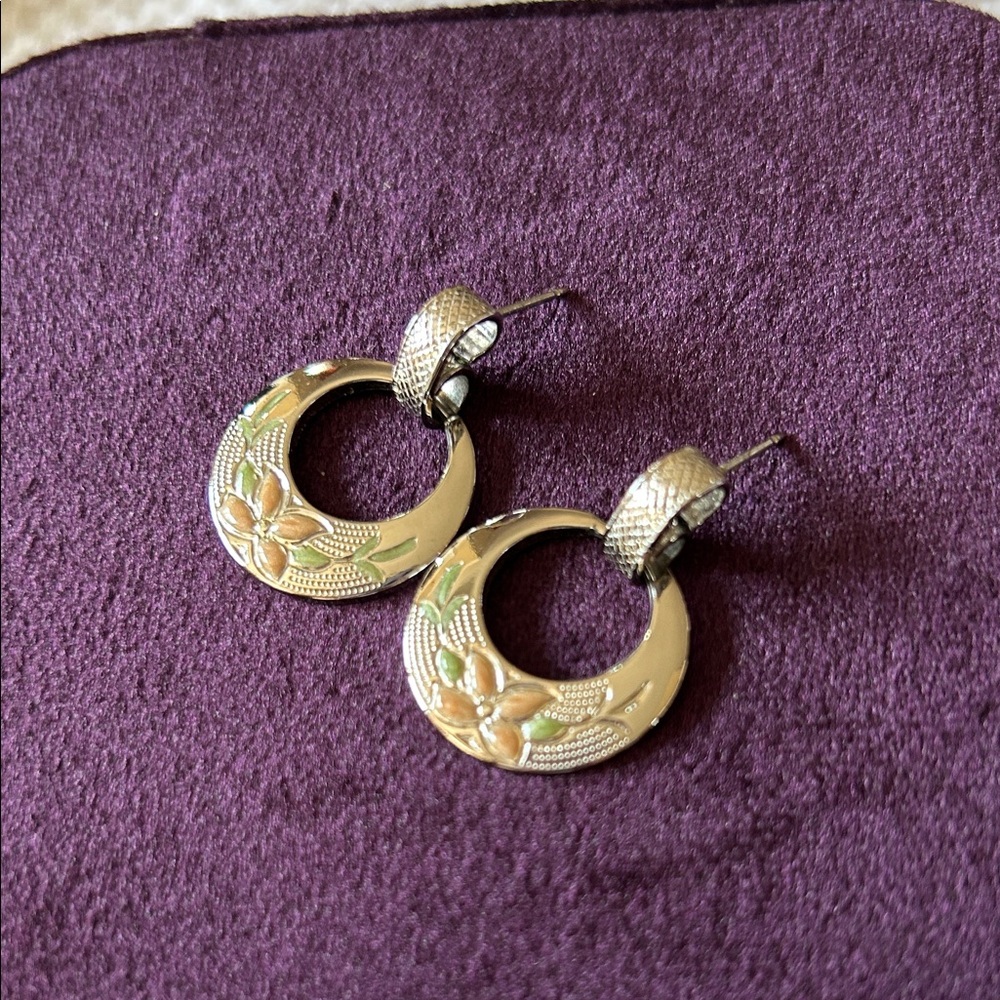 Silver cloisonné earrings